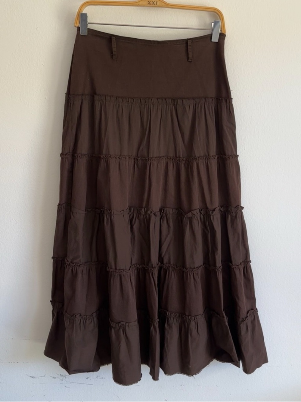 Vintage Y2K Fairy Skirt Maxi Tiered Whimsigoth Grunge Brown Euro Summer Italy